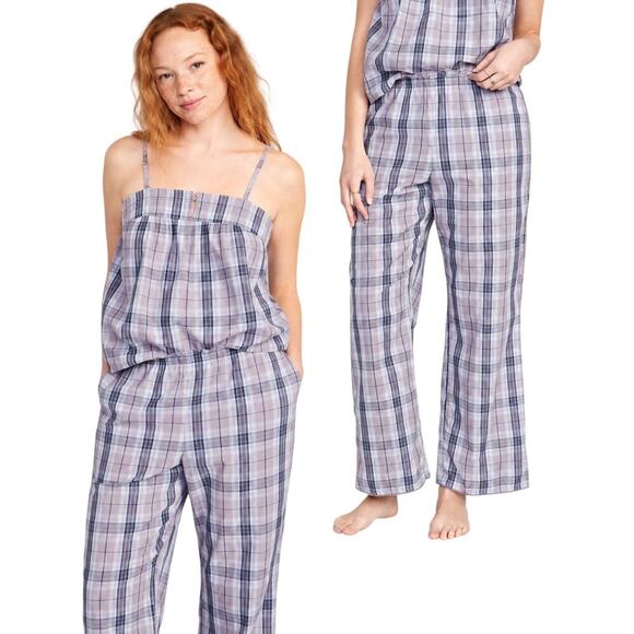 Old Navy Other - Old Navy Purple Plaid Pajama Sleep Set Top And Pants Spaghetti Straps Sz M